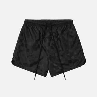 NYLON CHECKERED GYM SHORT - VINTAGE BLACK
