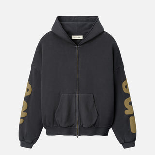 90S FULL ZIP HOODIE - WASHED IRON GREY