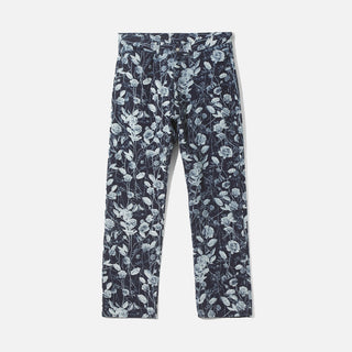 STRAIGHT JEAN - 13OZ DENIM ROSE PRINT - INDIGO