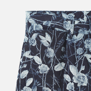 STRAIGHT JEAN - 13OZ DENIM ROSE PRINT - INDIGO