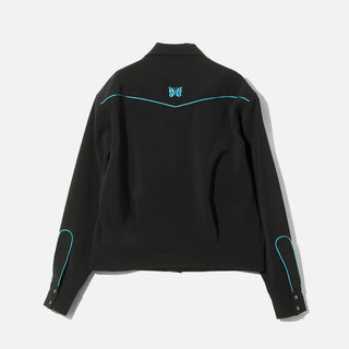 PIPING COWBOY JACKET - POLY DOUBLE CLOTH - BLACK