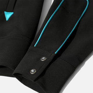 PIPING COWBOY JACKET - POLY DOUBLE CLOTH - BLACK