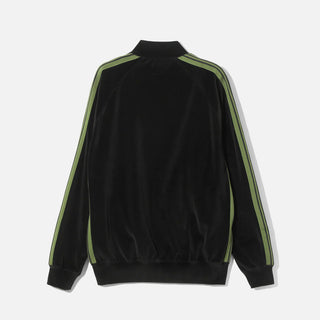 RIB COLLAR TRACK JACKET - C/PE VELOUR - BLACK