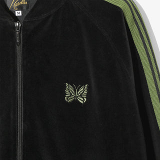 RIB COLLAR TRACK JACKET - C/PE VELOUR - BLACK