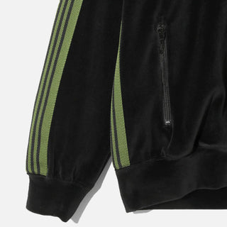 RIB COLLAR TRACK JACKET - C/PE VELOUR - BLACK