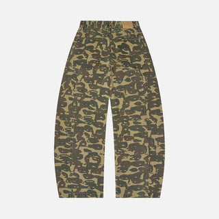 FACE CAMO WIDE LEG JEAN - DARK GREEN