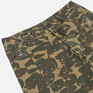 FACE CAMO WIDE LEG JEAN - DARK GREEN
