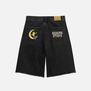 PATCHES DENIM SHORT - BLACK