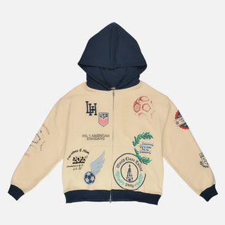 LAPSTONE X USMNT FULL-ZIP HOODIE - CREAM / NAVY