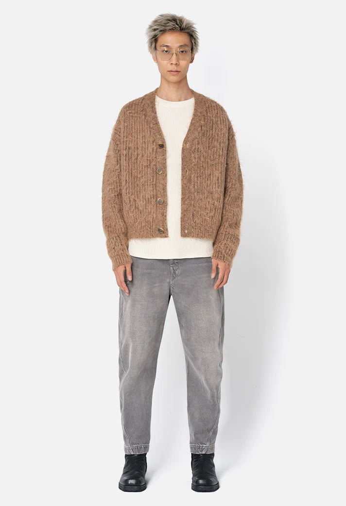 WOOL MOHAIR CARDIGAN - CAMEL