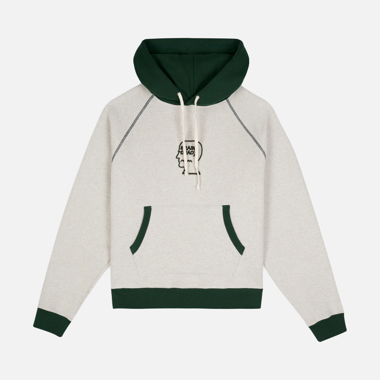 FLEECE LOGO HEAD RAGLAN HOODIE - OATMEAL GREEN