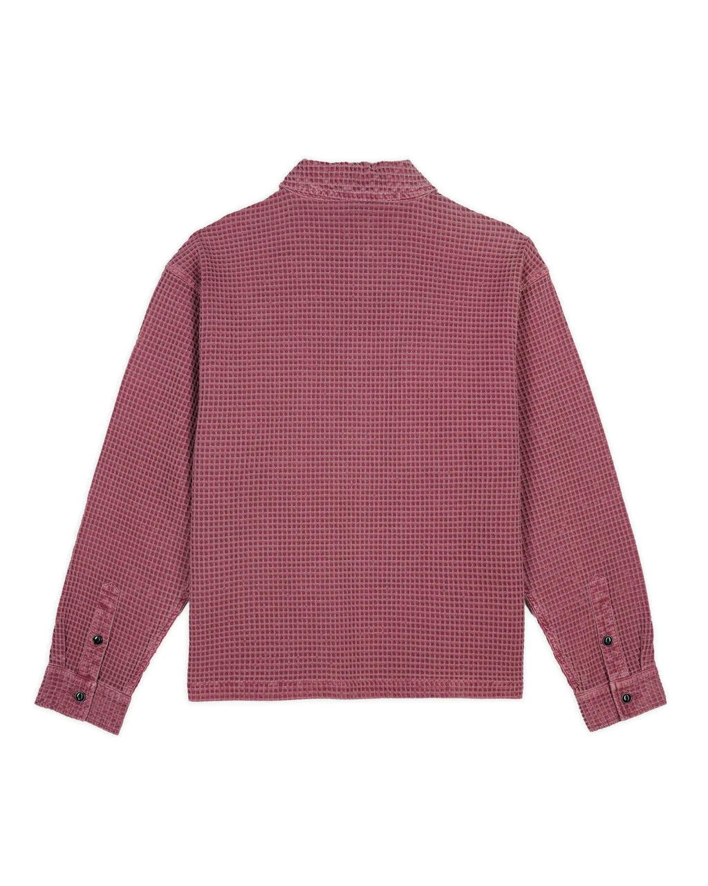 WAFFLE BUTTON FRONT SHIRT - RASPBERRY