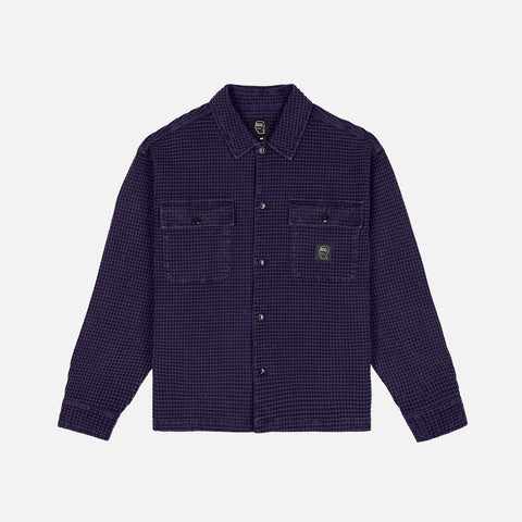 WAFFLE BUTTON FRONT SHIRT - NAVY