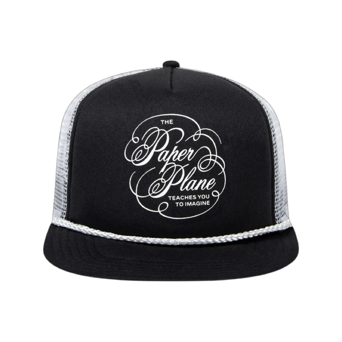 PAPER PLANES SCRIPT TRUCKER HAT - BLACK