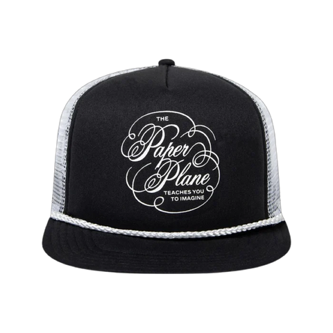 PAPER PLANES SCRIPT TRUCKER HAT - BLACK