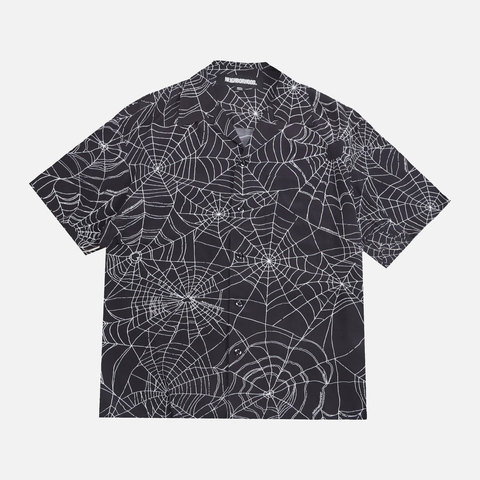 SPIDERWEB HAWAIIAN SHIRT - BLACK