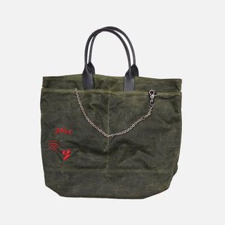 U BROKE ME WAXED CANVAS TOTE BAG - GREEN
