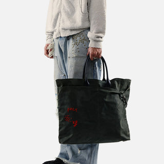 U BROKE ME WAXED CANVAS TOTE BAG - GREEN