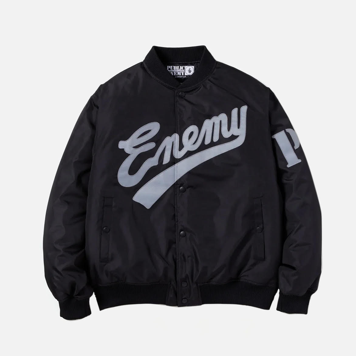 NH X PUBLIC ENEMY X MAJESTIC BASEBALL JACKET - BLACK