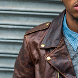 LIGHTWEIGHT MOTORCYCLE JACKET PLAID LINING - BROWN