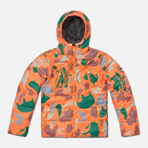 MILITARY CAMO PUFFER JACKET - ORANGE