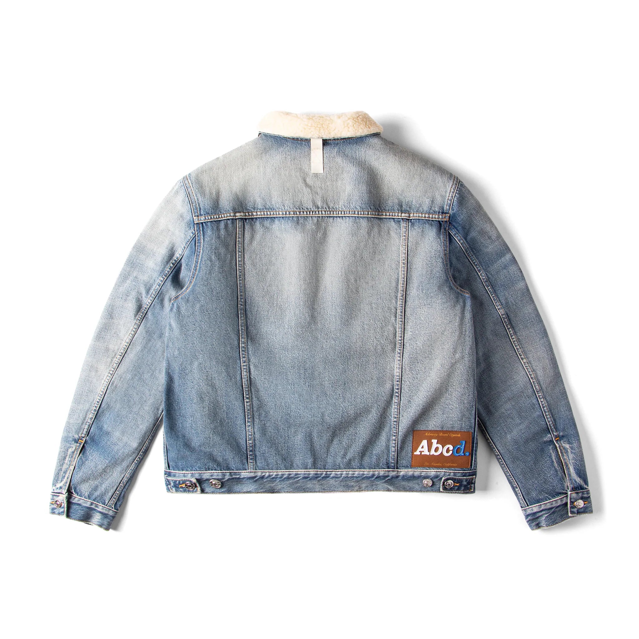 ABCD. "CLIFF BOOTH" SHEARLING LINED JEAN JACKET - SUPER FADED BLUE