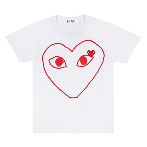 WMNS RED HEART OUTLINE TEE SHIRT - RED