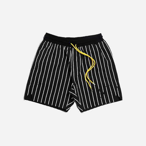 PINSTRIPE SHORTS - BLACK