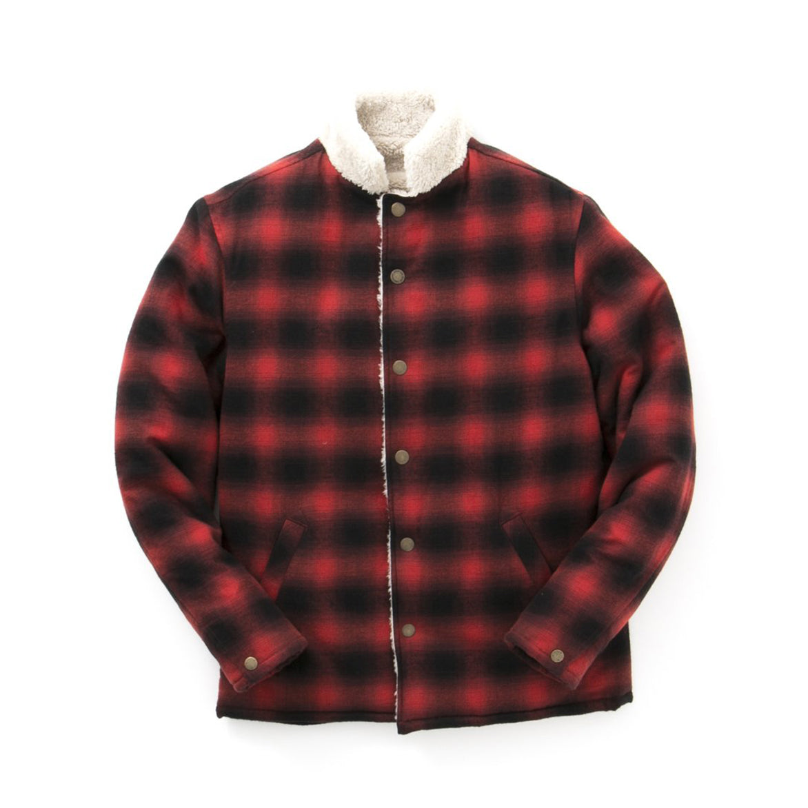 REVERSIBLE SHERPA JKT - RED PLAID