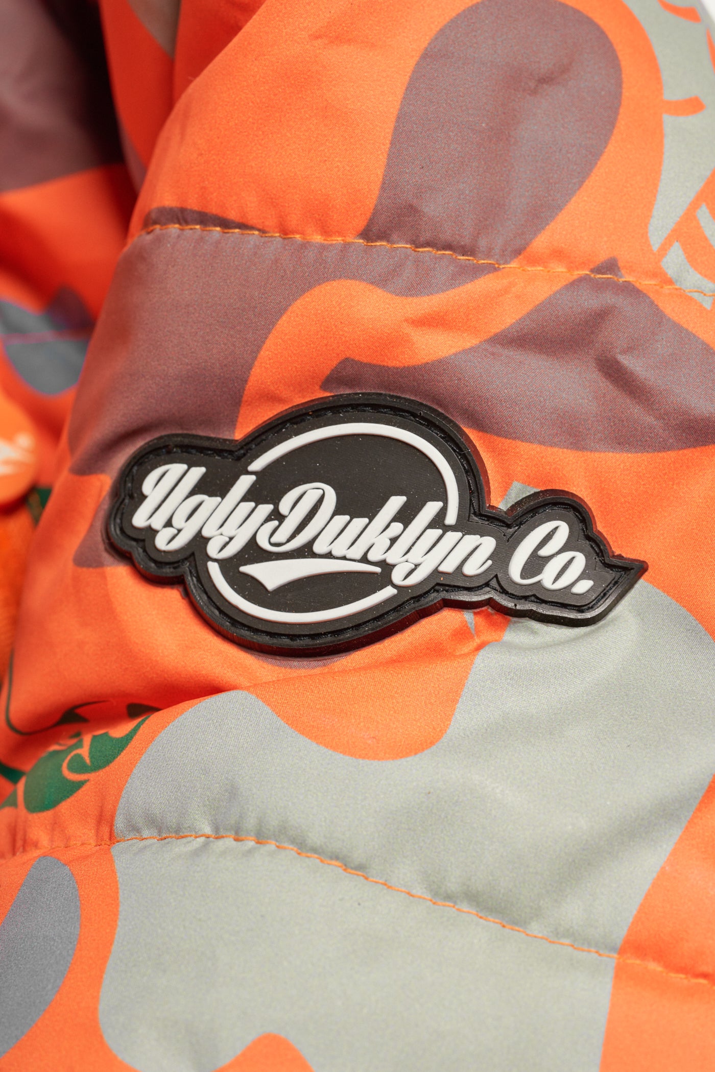 MILITARY CAMO PUFFER JACKET - ORANGE