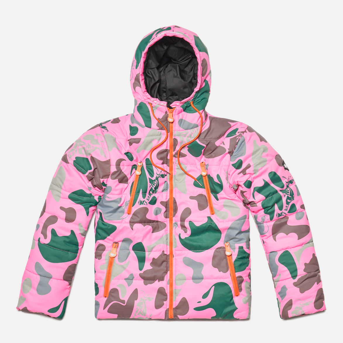 MILITARY CAMO PUFFER JACKET - PINK