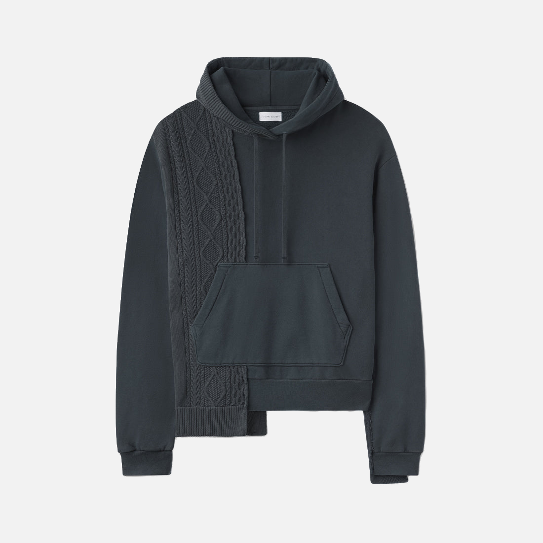 CABLE KNIT RECONSTRUCTED HOODIE - WASHED BLACK