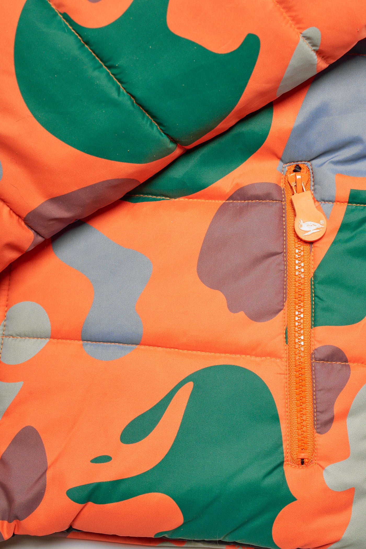 MILITARY CAMO PUFFER JACKET - ORANGE