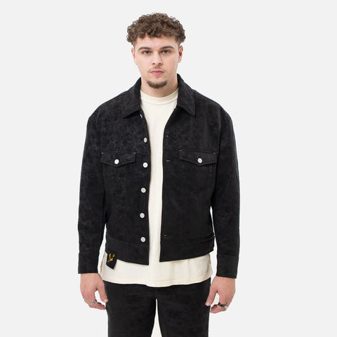 VEGAN SUEDE TRUCKER - BLACK
