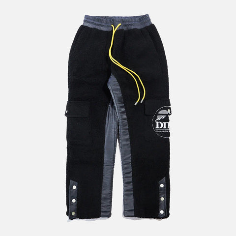 FLEECE CARGO PANTS - BLACK