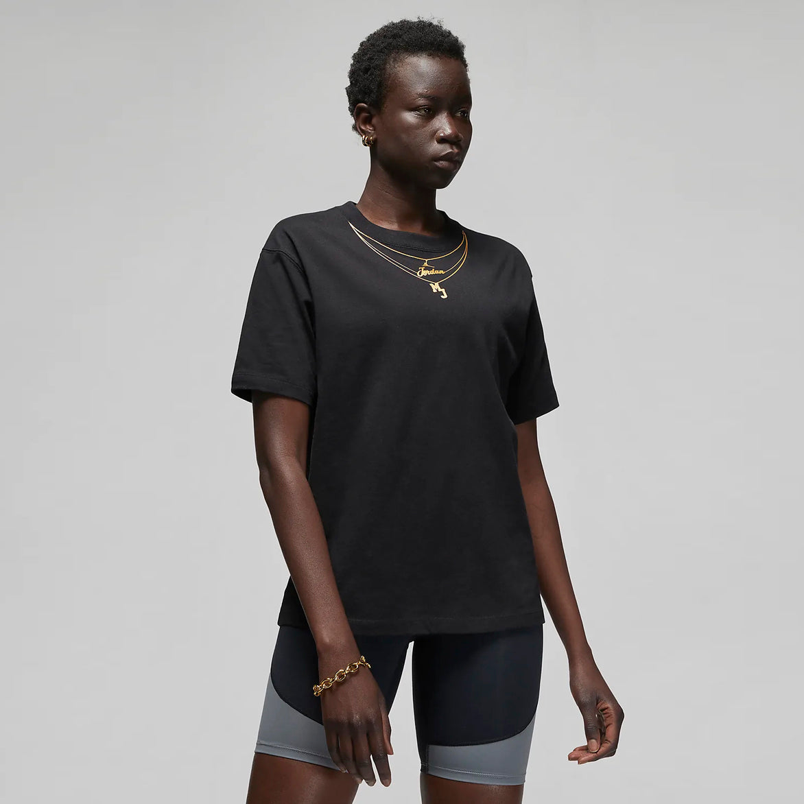 WMNS HERITAGE GOLD CHAIN TEE - BLACK