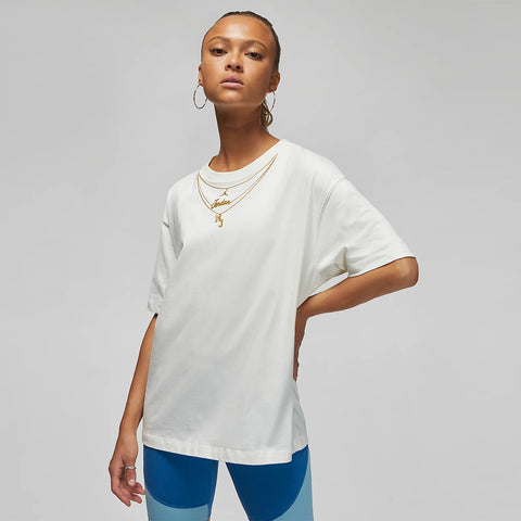WMNS HERITAGE GOLD CHAIN TEE - WHITE
