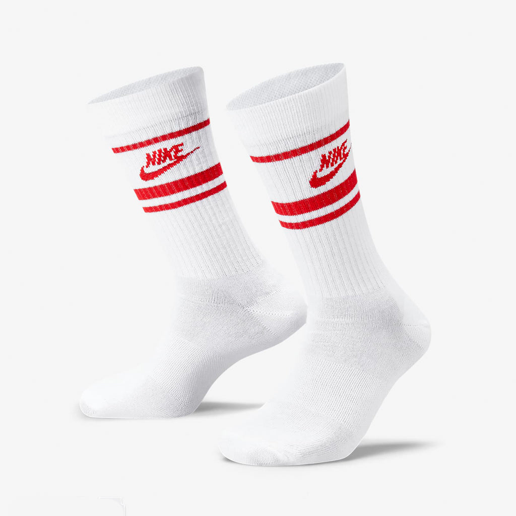 NSW EVERYDAY ESSENTIAL SOCKS (3 PACK) - WHITE / UNIVERSITY RED