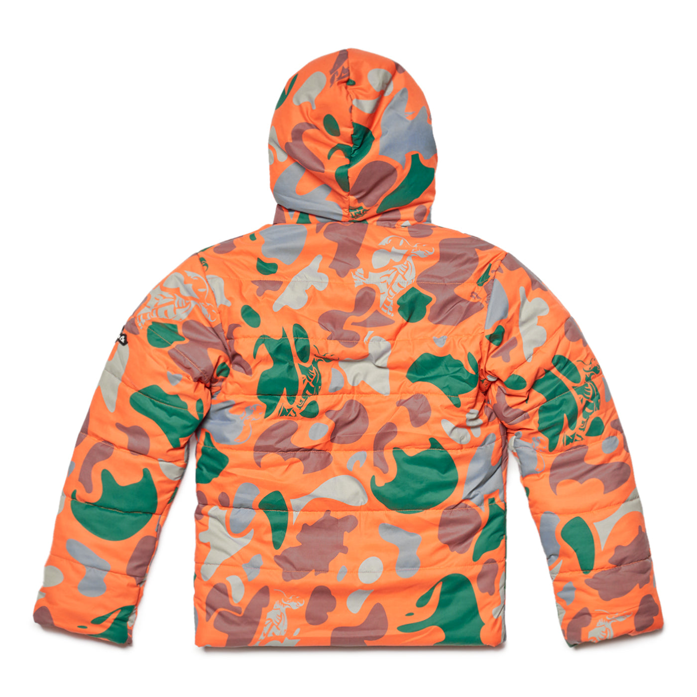 MILITARY CAMO PUFFER JACKET - ORANGE