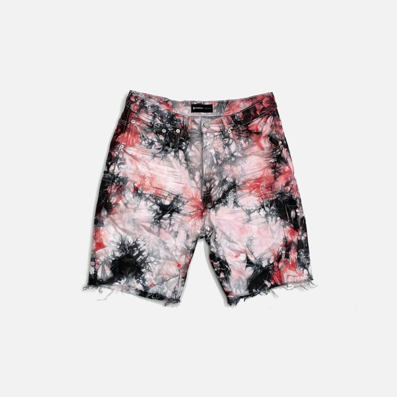 P020 MID RISE SHORT - RED BLACK TIEDYE JACQUARD MONOGRAM