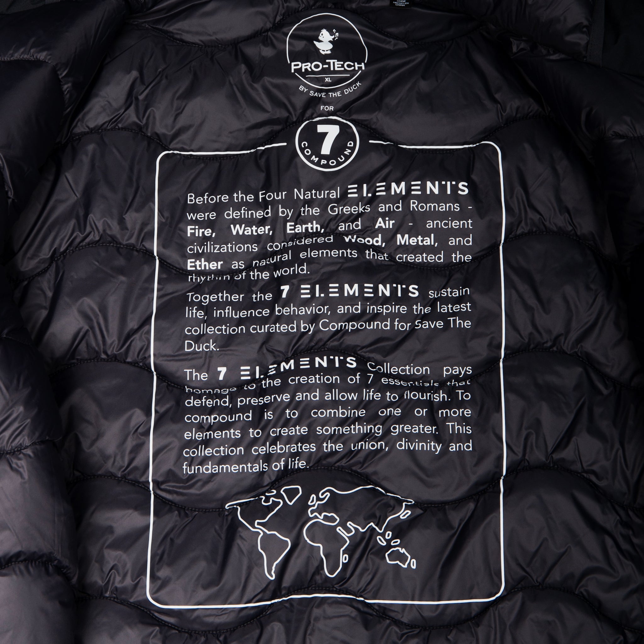 COMPOUND X SAVE THE DUCK ATTICUS LONG HOODED JACKET - GOLDEN / BLACK