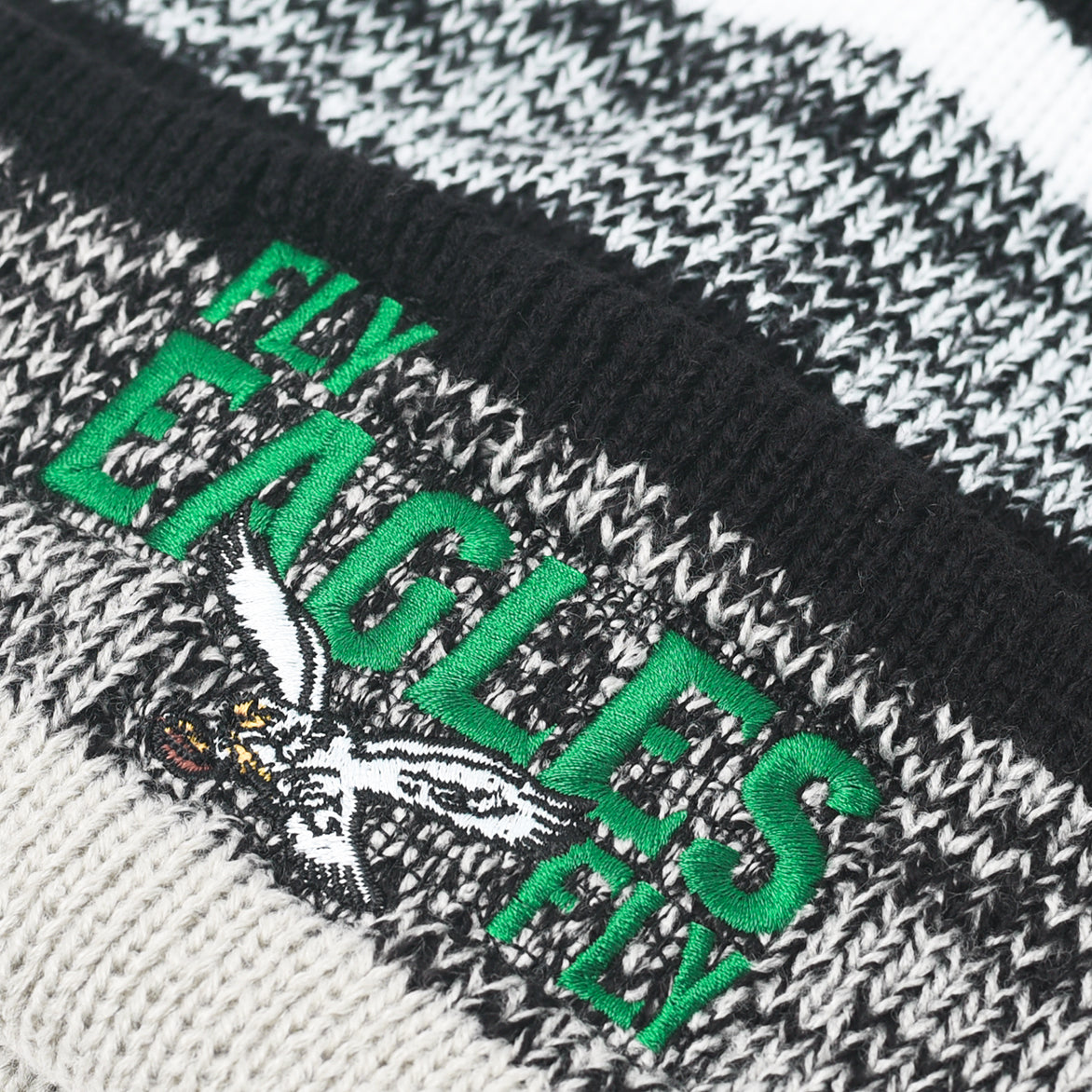 FLY EAGLES FLY NORTHWARD CUFF KNIT HAT BLACK WHITE KELLY