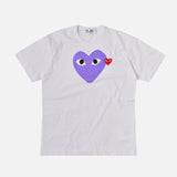 DOUBLE HEART LOGO TEE - WHITE / PURPLE