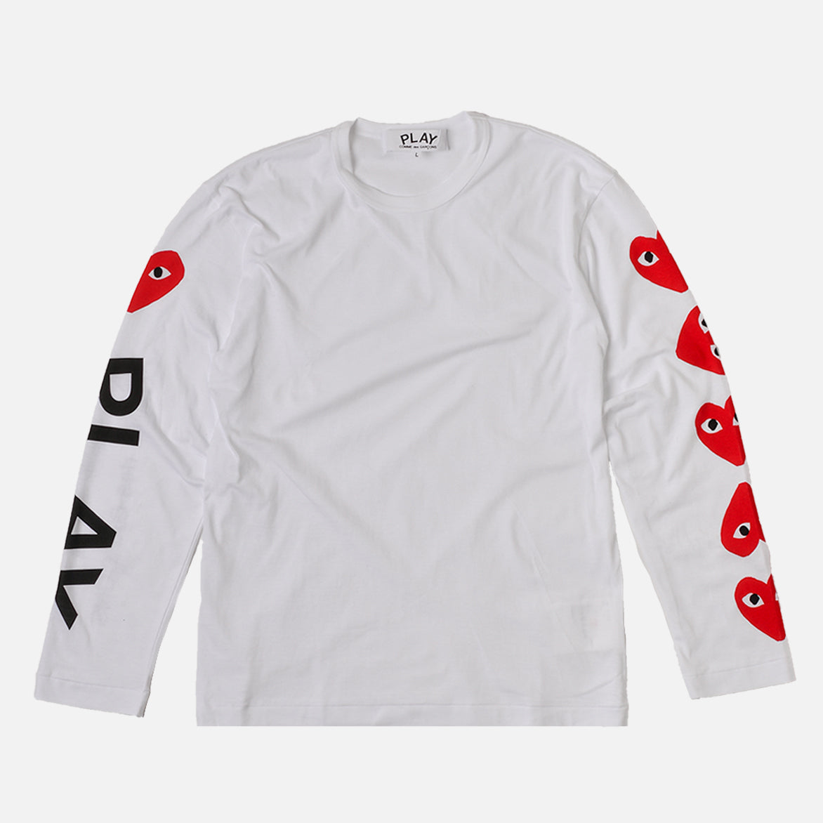 MUTI HEART ARM LOGO L/S TEE - WHITE / RED