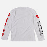 MUTI HEART ARM LOGO L/S TEE - WHITE / RED