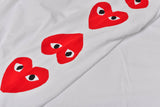 MUTI HEART ARM LOGO L/S TEE - WHITE / RED