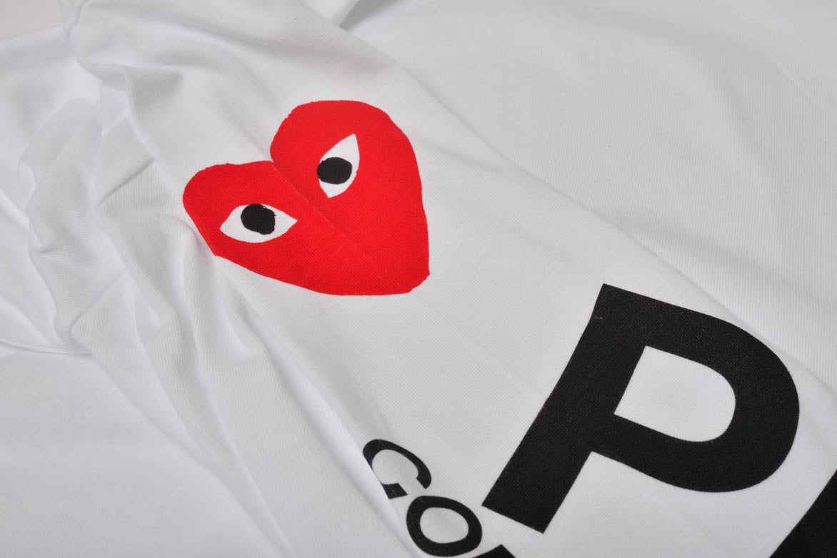 MUTI HEART ARM LOGO L/S TEE - WHITE / RED