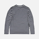 STRIPED HEART LOGO LS TEE - NAVY / WHITE