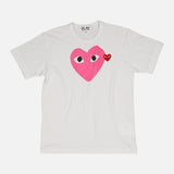 DOUBLE HEART LOGO TEE - WHITE / PINK