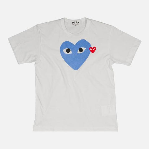DOUBLE HEART LOGO TEE - WHITE / BLUE